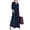 Navy Blue, variant on sicmoss Women's Yellow Long Sleeve Button Up Maxi Shirt Dress Loose Fit with Pockets