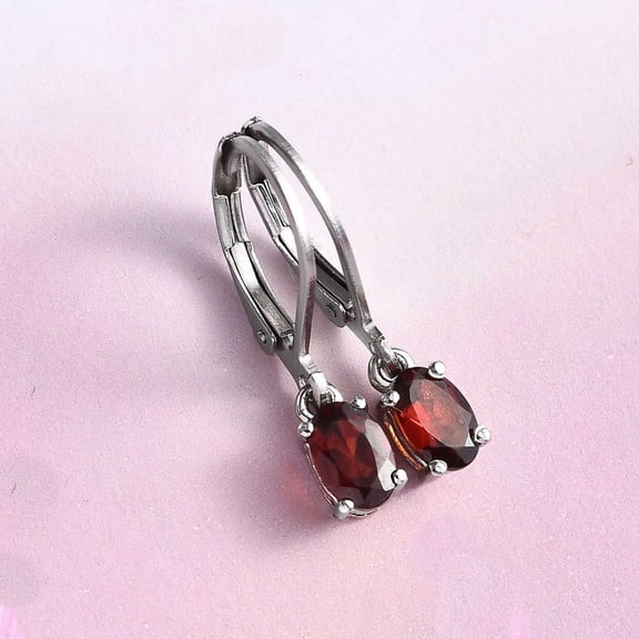 Natural Garnet Lever Back Earrings , Oval Shape Art deco Garnet Earrings , Silver 925 stud, 7*5 Oval Red Garnet Stone, Woman Stud, Gift For her, Statement Earring