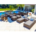 thumbnail image 1 of Sorrento 18-Piece Resin Wicker Outdoor Patio Furniture Combination Set in Brown w/ Sofa Set, Eight-seat Dining Set, and Chaise Lounge Set (Flat-Weave Brown Wicker, Sunbrella Canvas Taupe), 1 of 4