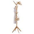 thumbnail image 1 of Coat Rack, Oxkers Coat Rack Stand Wood, Super Easy Assembly NO Tools Required, Free Standing Coat Rack with 4 Tiers, 8 Hooks, Solid Feet, Coat Hanger Stand for Home Office Hall Entryway, 1 of 16
