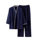 thumbnail image 2 of Conjuntos de ropa interior térmica para hombre, blusa con cuello en V, manga larga, encaje, cintura ajustada, pantalones largos rectos, pijama para estar en casa, blusa y pantalones de poliéster., 2 of 7