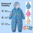 thumbnail image 4 of Kids Rain Suit One Piece Coveralls Raincoat Toddler Hooded Rainsuit Poncho Full Body Rain Gear for Girls and Boys 1-7 Years, 4 of 8