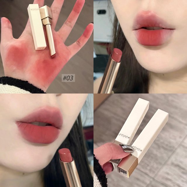 Lápiz labial mate nude en tubo blanco, resistente al agua, de larga duración, que no se desvanece, lápiz labial rojo granada aterciopelado, maquillaje cosmético para mujeres