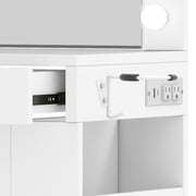 Uforic Makeup Vanity Desk with Mirror & Lights, Vanity Desk with 4 Drawers & Storage Shelves - White