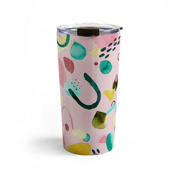 Society6 Ninola Design Abstract Geo Shapes Flower 20 oz Stainless Steel Travel Mug