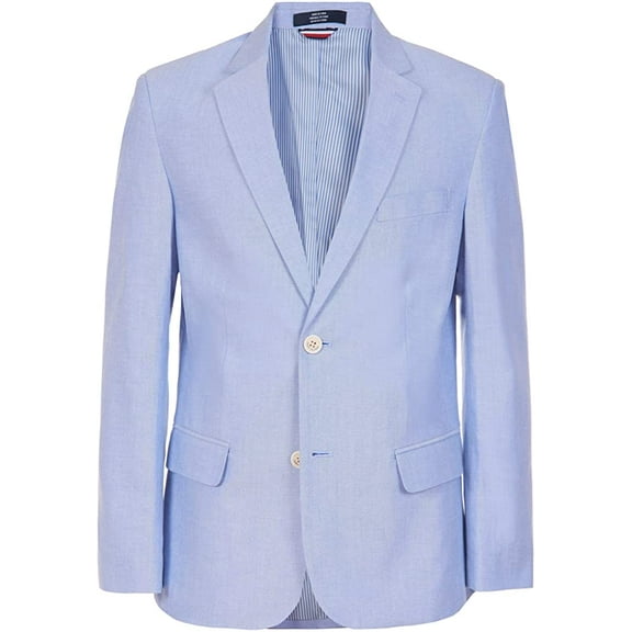 Tommy Hilfiger Boys' Big Blazer Suit Jacket, Button Closure, Notch Lapel & Front Flap Pockets, Provence Blue, 20