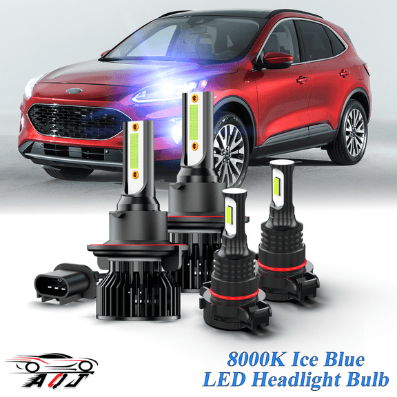 8000K Ice Blue LED Bulb for Ford Escape 2008 2009-2012 High-Low Beam Headlight Foglight Bulbs Combo Pack of 4