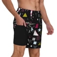 thumbnail image 2 of Kdxio Colorful Geometry Print Men's Swim Trunks with Compression Liner 7 Inch Inseam Quick Dry Swim Shorts, 2 of 7