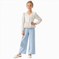thumbnail image 3 of TOWED22 Toddler Baby Girl Clothes Fall Winter Outfits Infant Girl Sweatshirt Top Pants Set,Sky Blue,8-9 Y, 3 of 7