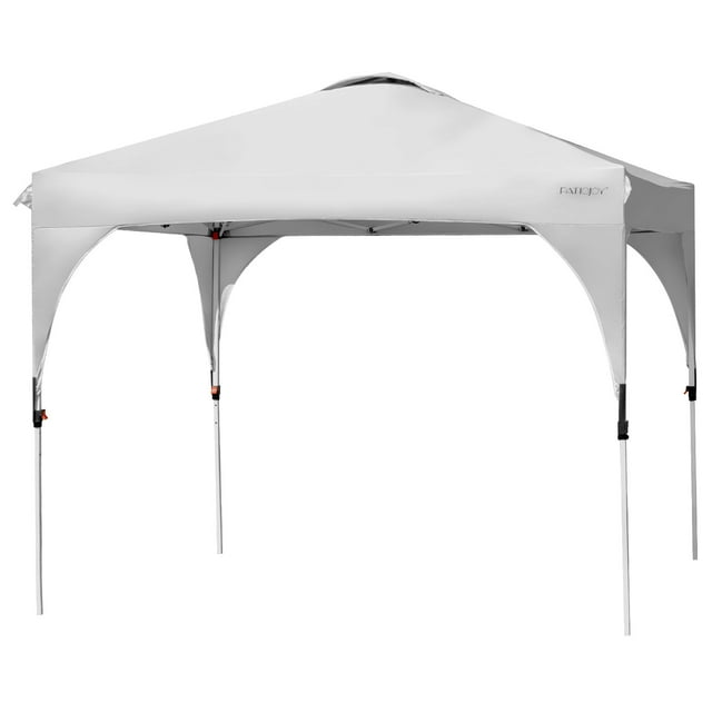 Patiojoy Abri Instantané Commercial à Déploiement Rapide 10 Pieds x 10 Pieds à Hauteur Réglable avec Sac à Roulettes Portable Gris
