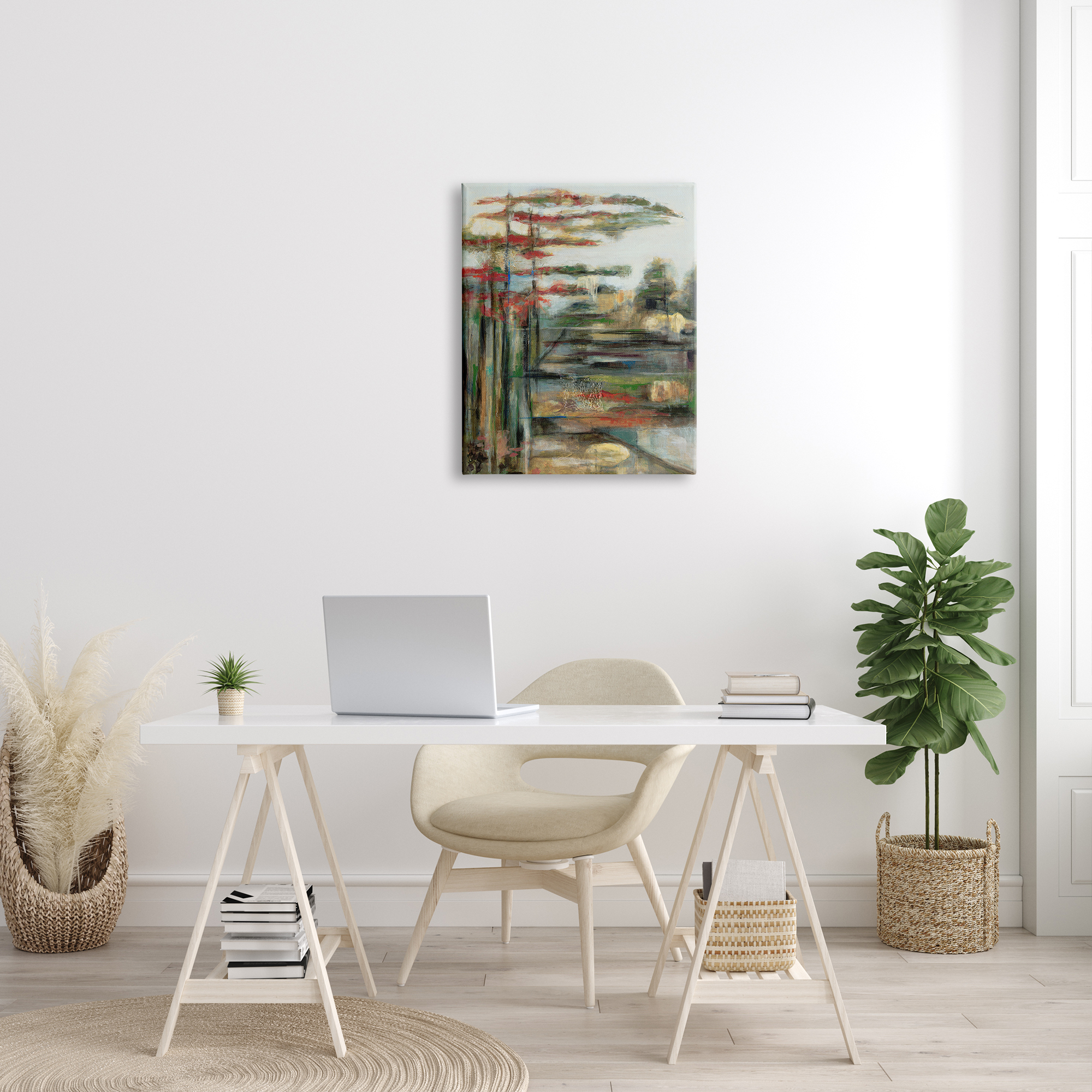 Stupell Home Décor Rustic Abstract Forest Landscape Linear Distortion Green Brown, 24 x 30, Designed by Stacy Pollard