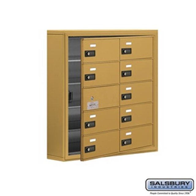 SalsburyIndustries 19155-10GSC Cell Phone Storage Locker With Front Access Panel - 5 Door High Unit, Gold