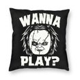 thumbnail image 1 of Funda de cojín de la novia de Chucky, 40x40cm, funda de almohada de juego para niños de Halloween, almohadas modernas de terciopelo, decoración para salón, decoración del hogar, 1 of 5