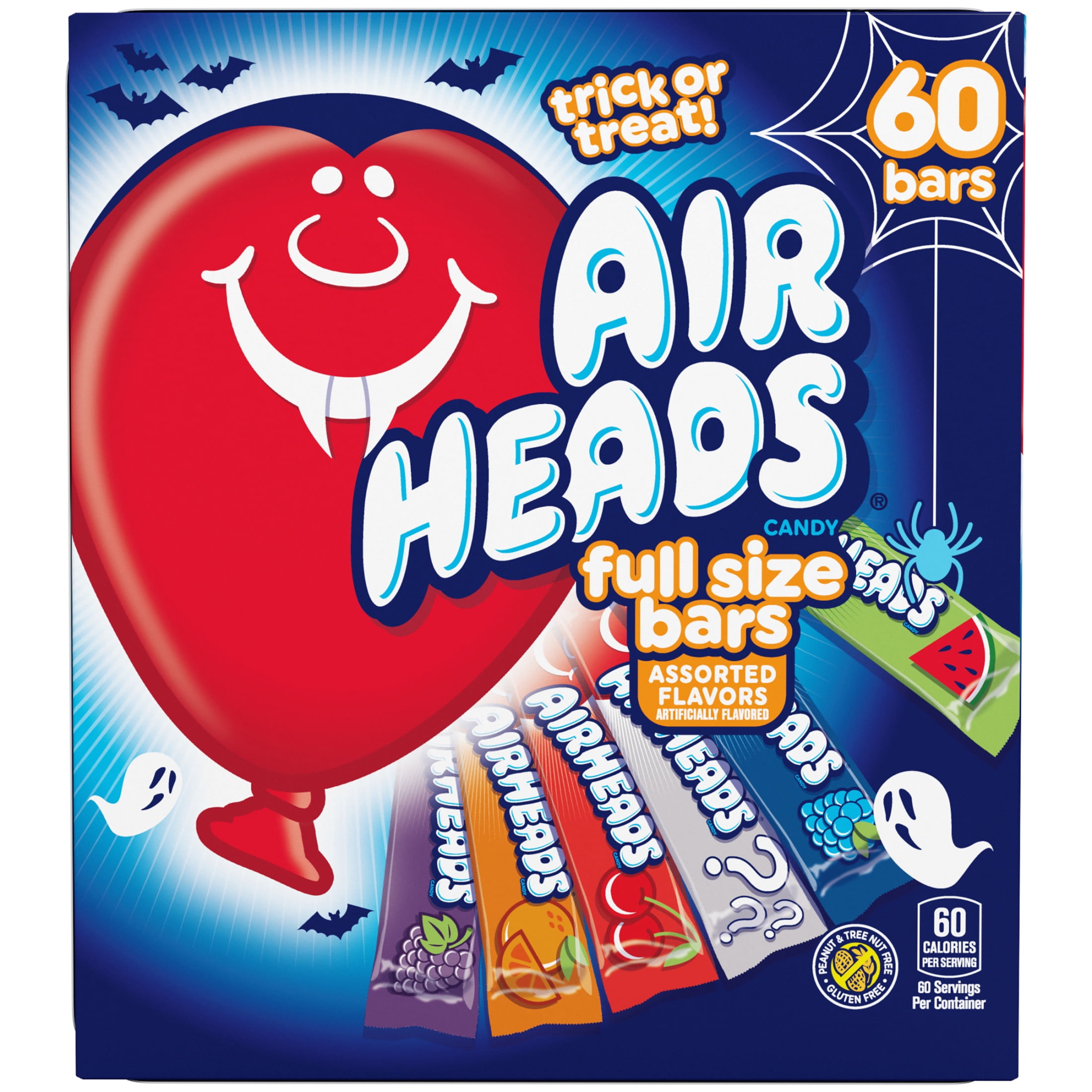 (2 pack) Airheads Candy, Chewy Full-Size Candy Bars, Assorted Flavors, Bulk Candy, 60 Count Box