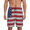 thumbnail image 1 of Balery America Flag Glitter Pantalones cortos de pijama de punto de algodón para hombre con cinturilla y bolsillos-X-Large, 1 of 6