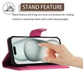 thumbnail image 5 of Crossbody Wallet Case for iPhone 15 Plus RFID Blocking Elegant Premium Leather Purse with Credit Card Holder, Shoulder Strap Kickstand Handbag Flip Cover For iPhone 15 Plus, Rose, 5 of 8