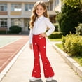 Puntoco Girls Star Print Flare Pants Button Zip Bootcut Trousers with ...