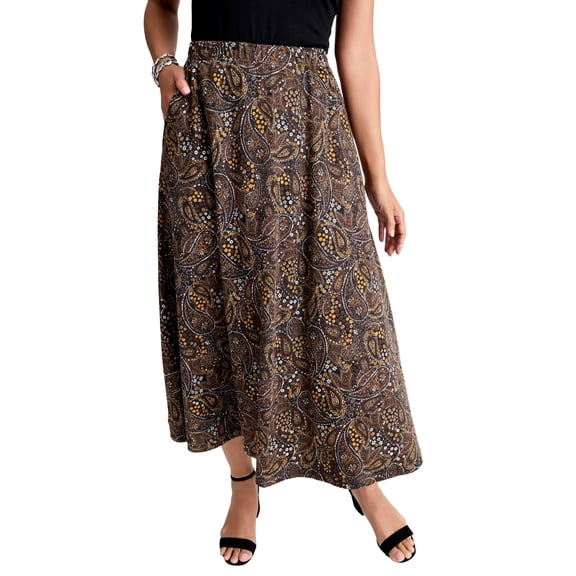 Jessica London Women's Plus Size Soft Ease Midi Skirt