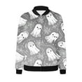 thumbnail image 5 of Kalauyu Women's Zip Up Bomber Jacket Breast Cancer Casual Printed Coat Stand Collar Lightweight Short Outwear Tops, 5 of 5