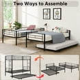 thumbnail image 5 of Twin Over Twin Bunk Bed with Trundle, Metal Twin Bed with Safety Guard Rail and Ladders, Space-Saving Design Sleeping Bedroom Bunk Bed for Young Teens & Adults, Easy Assembly, 5 of 10