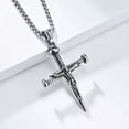 thumbnail image 2 of QQTDFG Men Women Skull Nail Cross Necklace Stainless Steel Crucifix Pendant Box Chain-Silver B, 2 of 9