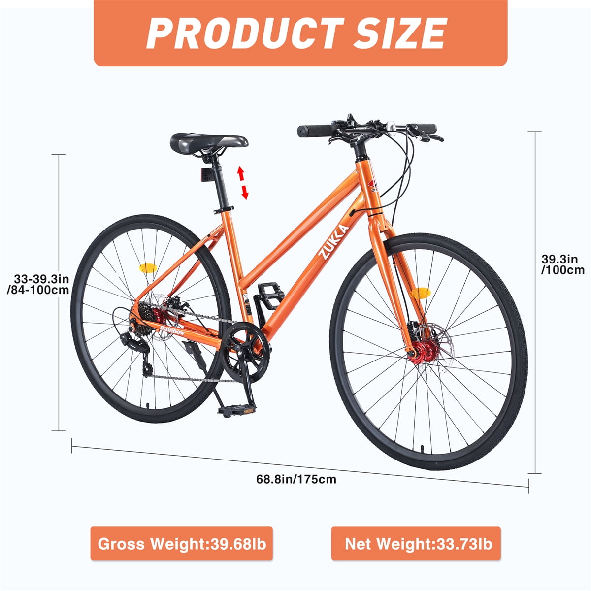 700C Road Bike, 7 Speed Hybrid Bike with Double Disc Brake for
