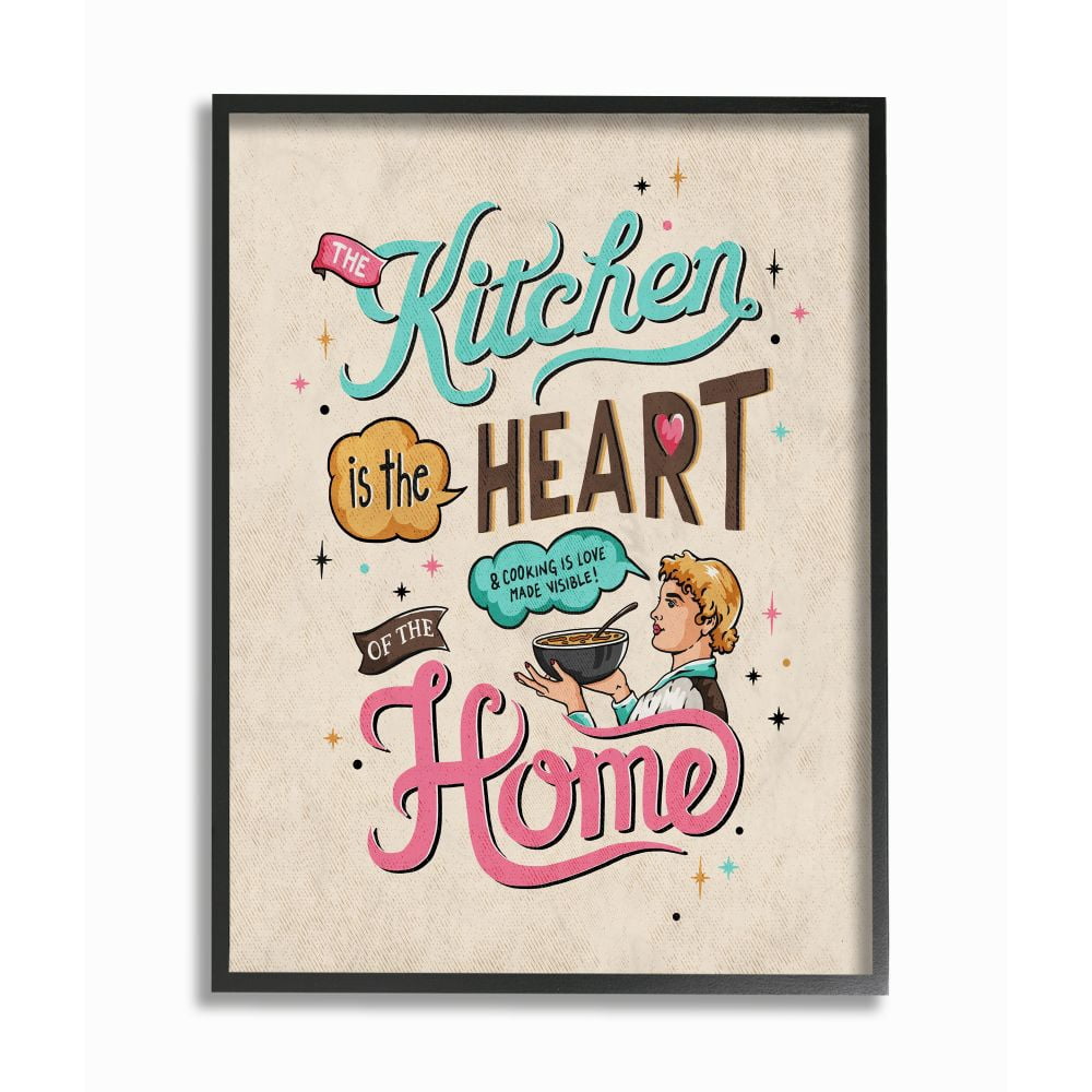 Stupell Industries Kitchen Heart And Home Vintage Comic Book Word Design Framed Wall Art by Ester Kay