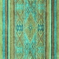 thumbnail image 1 of Ahgly Company Machine Washable Indoor Square Abstract Turquoise Blue Modern Area Rugs, 7' Square, 1 of 4
