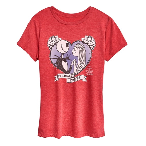 The Nightmare Before Christmas - Jack Sally Heart Rose - Women's Short Sleeve Graphic T-Shirt
