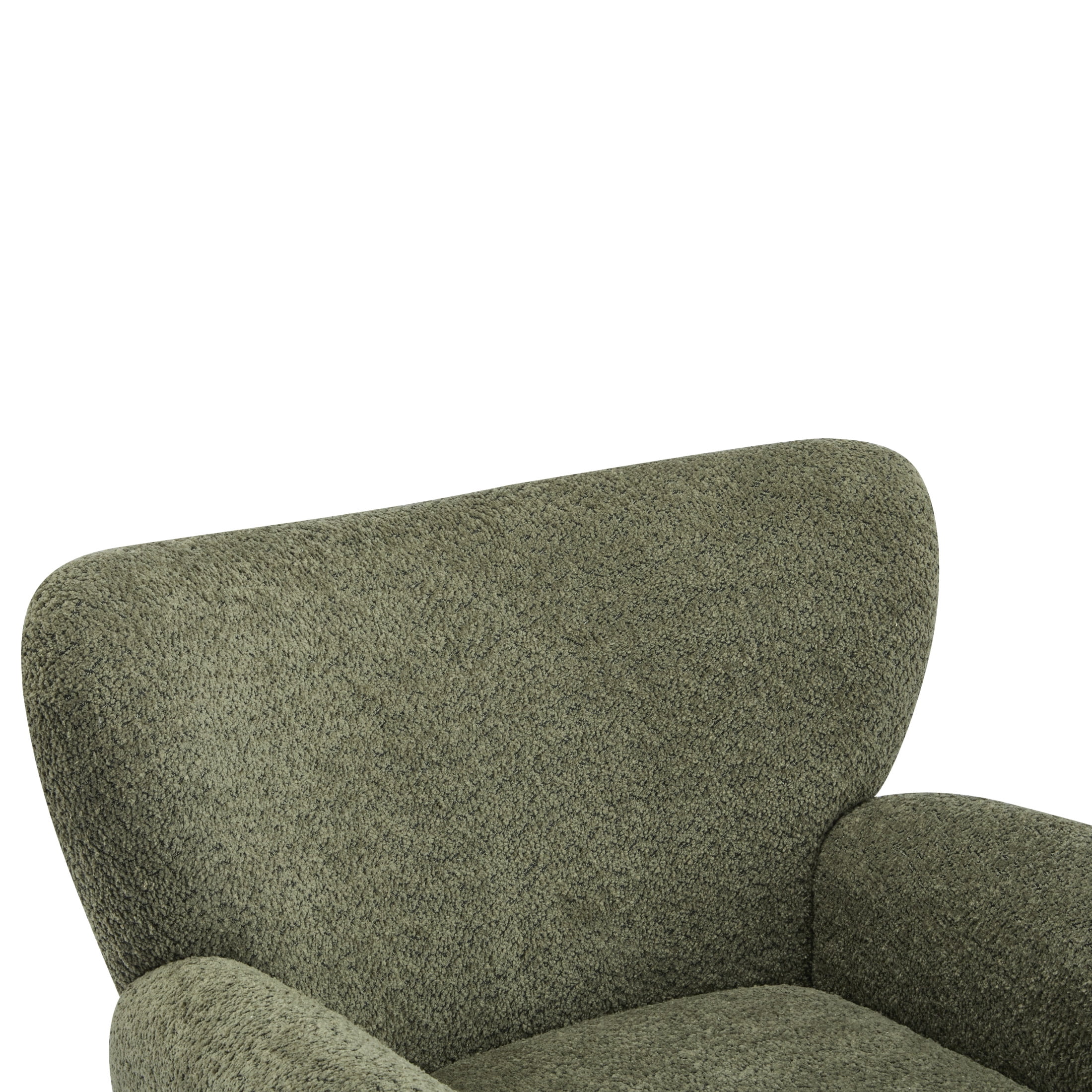 Christopher Knight Home Wingback Chair, Boucle Upholstered Accent Chair with Solid Wood Legs, Olive Green