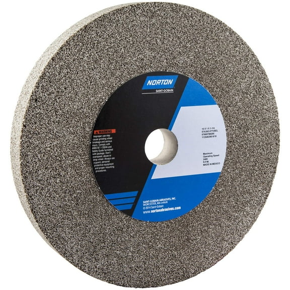 Norton Bench and Pedestal Abrasive Wheel, Type 01 Straight, Aluminum Oxide, 1" Arbor, 5" Diameter, 1/2" Thickness, Medium Grit (Pack of 1) CA1
