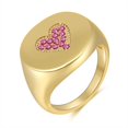 thumbnail image 1 of Chunky Gold Rings - Signet Sings para mujer, anillo de cúpula, anillo de declaración, anillo de acero inoxidable chapado en oro de 18 k, oro rosa Tamaño: 8 Feliz Sencillez, 1 of 4