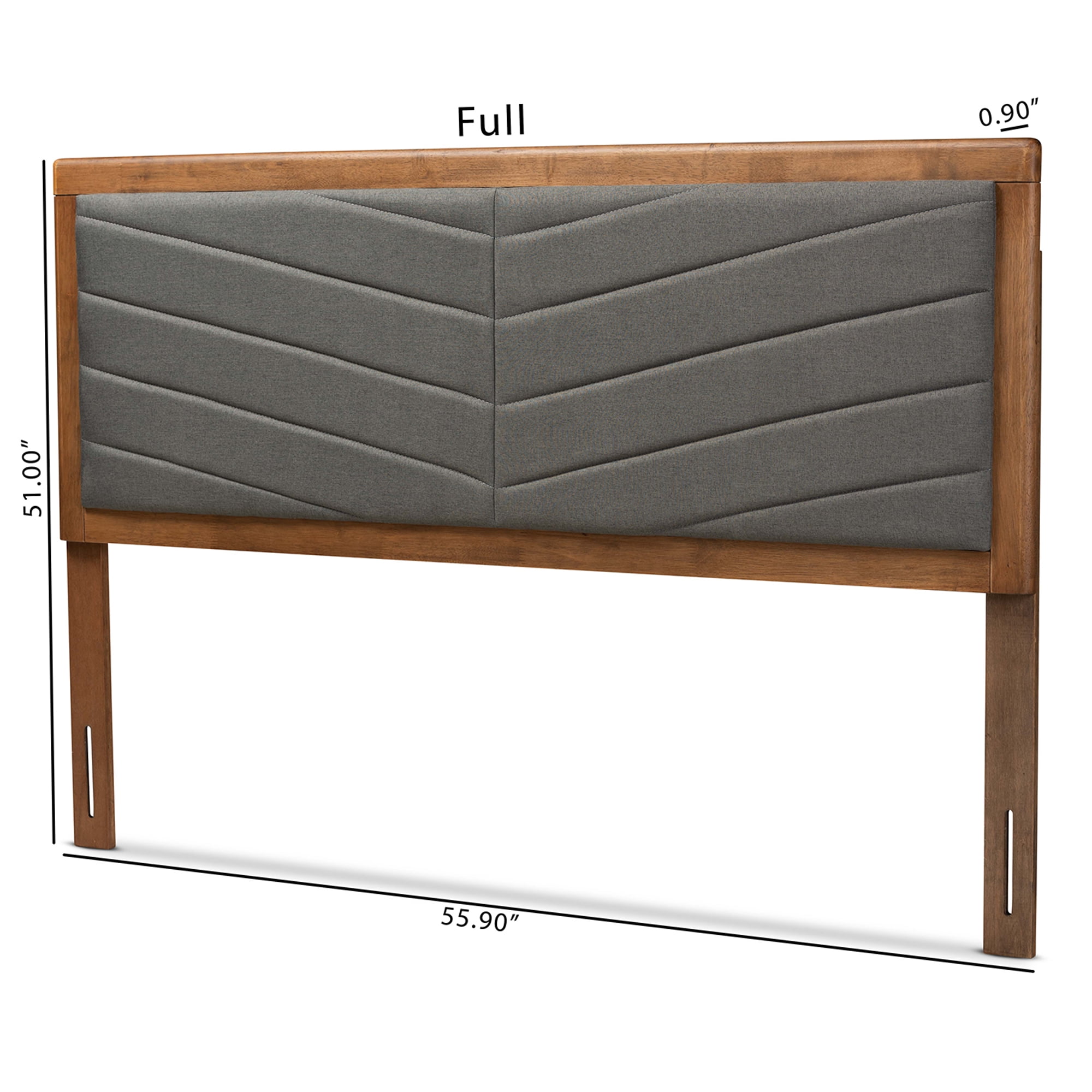 Baxton Studio Iden Modern and Contemporary Dark Grey Fabric Upholstered and Walnut Brown Finished Wood Queen Size Headboard