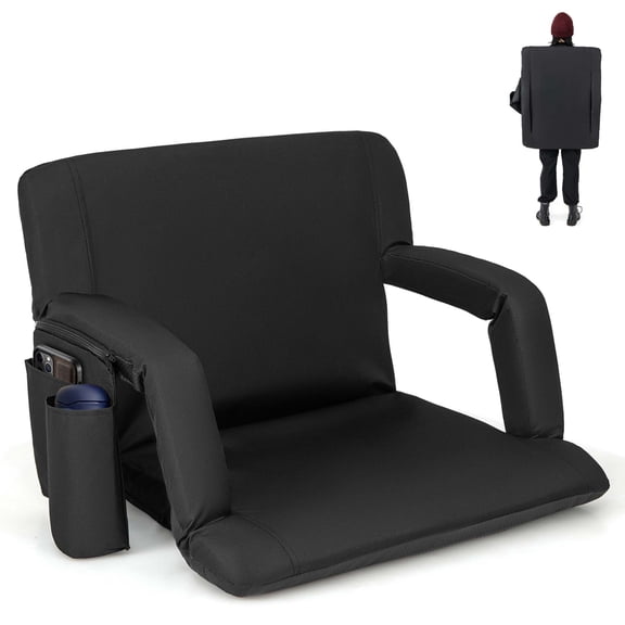 Costway 1 PCS Stadium Seat for Bleachers Bleacher Chair with 6 Adjustable Positions Back Support Black