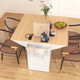 thumbnail image 3 of Kitchen Island with Drop Leaf, Rolling Kitchen Cart with Power Outlet, Folding Storage Dining Table for Kitchen, White, 3 of 11