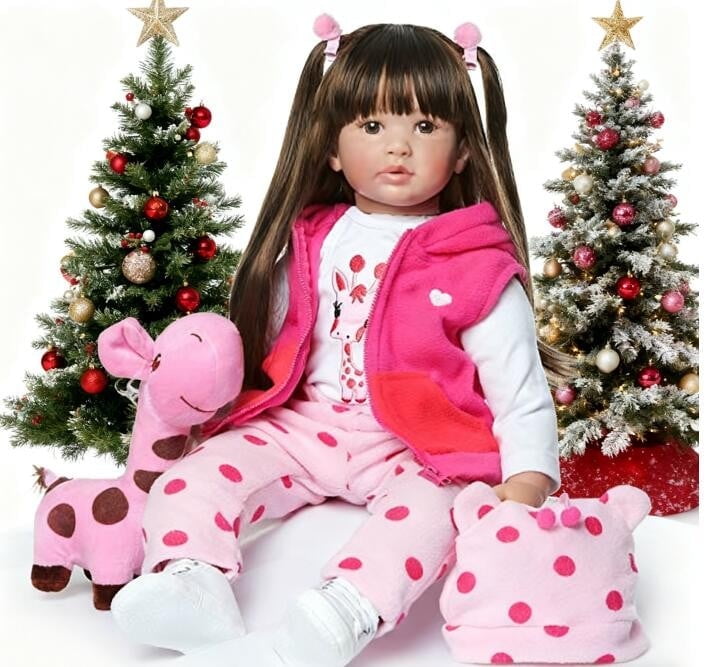 Lifelike Reborn Baby Dolls - 24 inch Realistic-Newborn Baby Doll Girl Handmade Cloth Body Toddler Dolls with Clothes and Toy Accessories Gift for Kids Age 3+