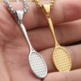 thumbnail image 4 of PAMTIER Unisex Stainless Steel Personality Hip Hop Punk Badminton Racket Shaped Pendant Sports Necklace Fitness Experts Equipment Gold Free Chain, 4 of 5