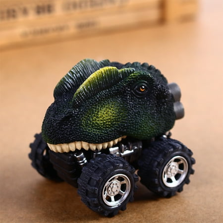Children Creative Mini Dinosaur Vehicle Wind Up Toy Cute Educational Play Car Toy Great Christmas Halloween New Year Gift for Kids Style:Double crown dragon