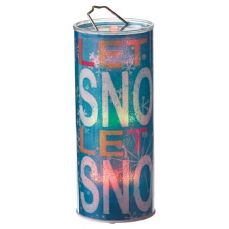 12" Battery Operated Transparent "Let it Snow" Snowflake Motif LED Color Changing Lighted Hanging Christmas Lantern