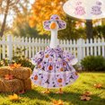 thumbnail image 7 of Fall Porch Goose Pumpkin Outfits,23 Inch Pumpkins Ghost Pattern Decor Dress with Summer Wide-brim Hat for Front Porch Yard Decor,Garden Landscape,Holiday Outdoor Atmosphere Layout,Purple, 7 of 7