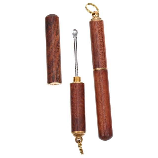 ColoMX Limpiadores de orejas retro de 2pcs Picks Limpiadores para orejas portátiles (marrón claro)