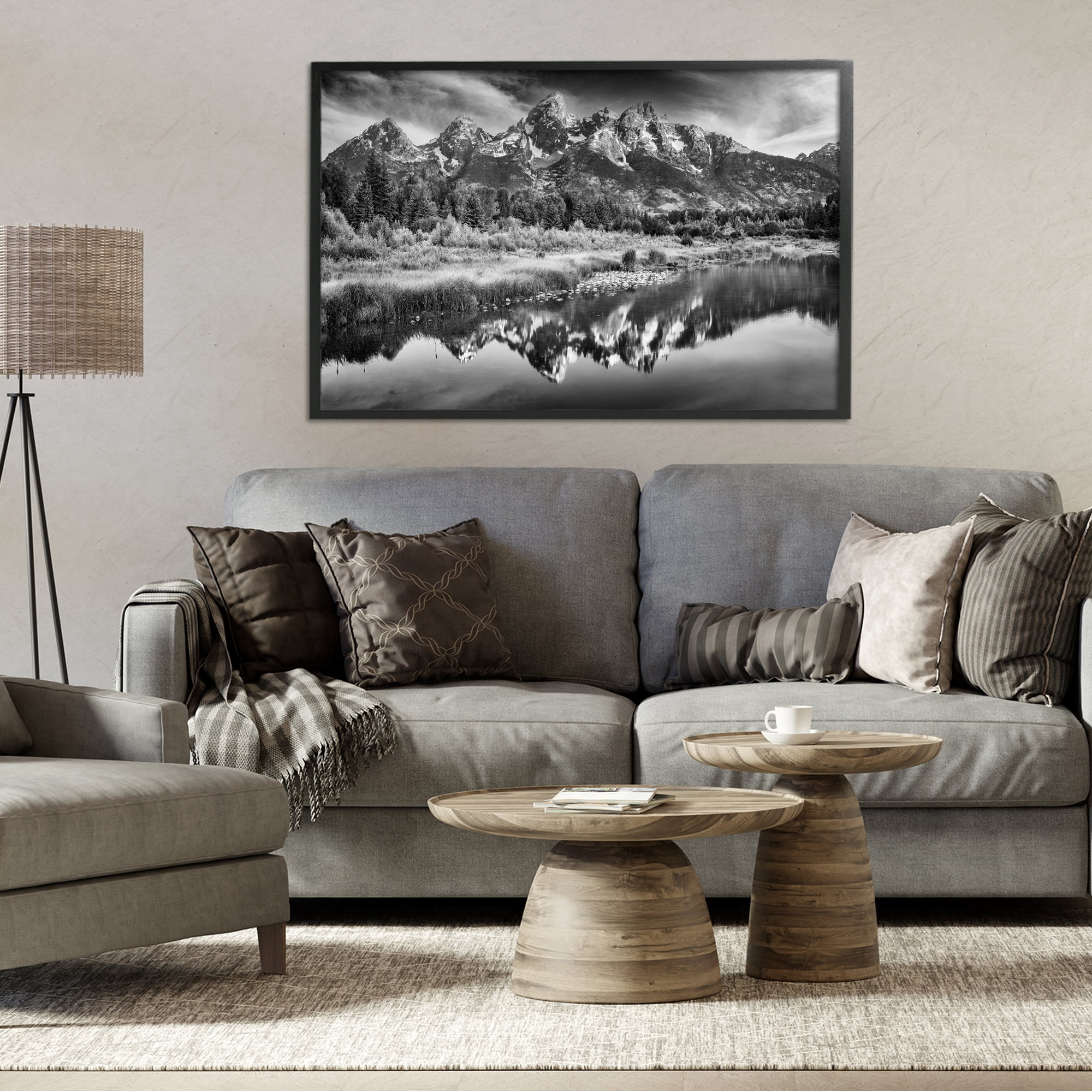 Stupell Industries Teton Mountain Reflections Black Framed Giclee Art, design by Rick Berk