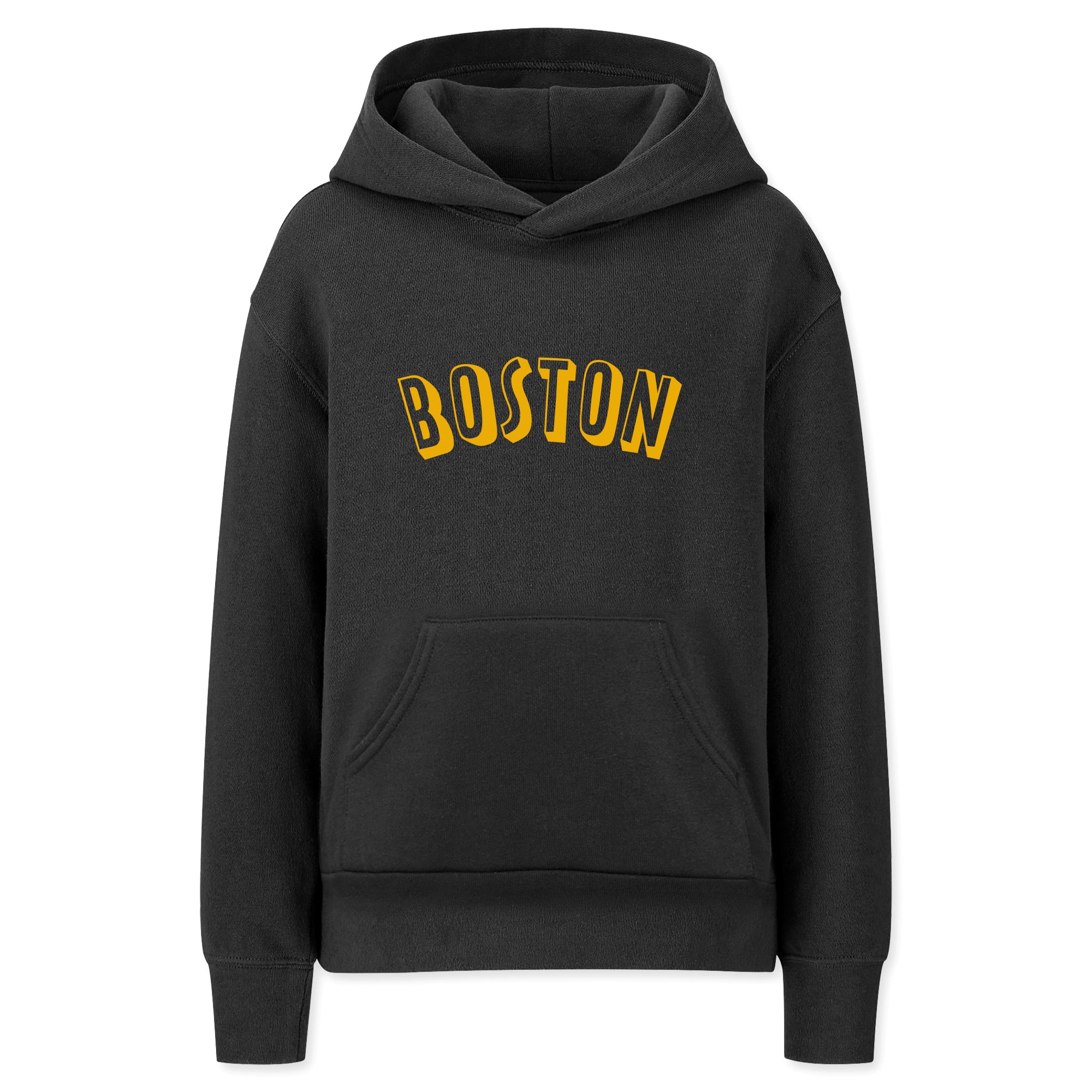 Daxton Youth Unisex Pullover Cities States Hoodie Mid-Weight Fleece Sweater - Boston Black Gold XS
