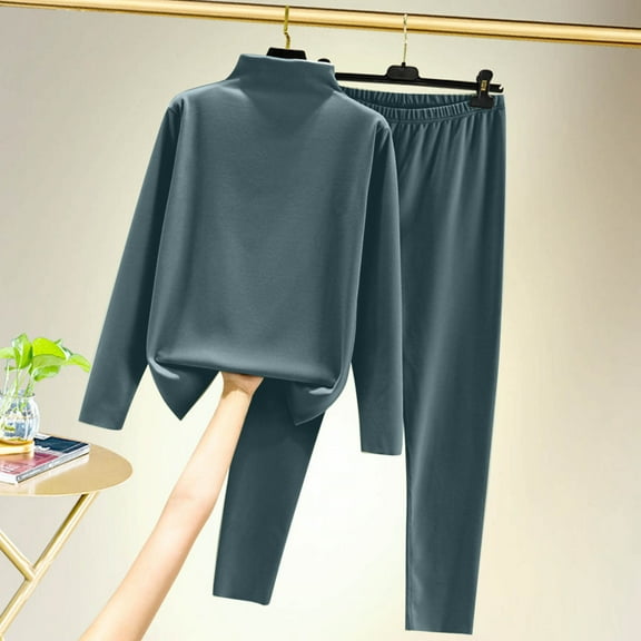 TMOYZQ Women's Winter Thermal Underwear Sets Fleece Lined Ultra Soft Long Johns Thick Tops Warm Base Layer Loungewear on Sale Clearance 2025