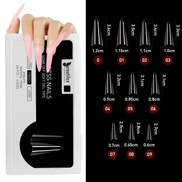 Beautilux Express Nails 552 unids/caja Oval Stiletto almendra cuadrado ataúd francés falso remojo puntas de uñas de Gel cápsula americana Tan Jianjun unisex