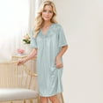 thumbnail image 2 of FAIWAD Silk Nightgown for Women Short Sleeve Lace V Neck Sleepwear Summer Comfy Lightweight Babydoll Loungewear Loose Nightdress, 2 of 8