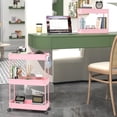thumbnail image 5 of LLMRR 3 Tier Slim Rolling Storage Cart with wheels, Bathroom Storage Organizer, Kitchen Utility Cart, Narrow Shelf & Mobile Shelving Unit for Bathroom, Kitchen, Narrow Places, 3 Tier, Pink, 5 of 9