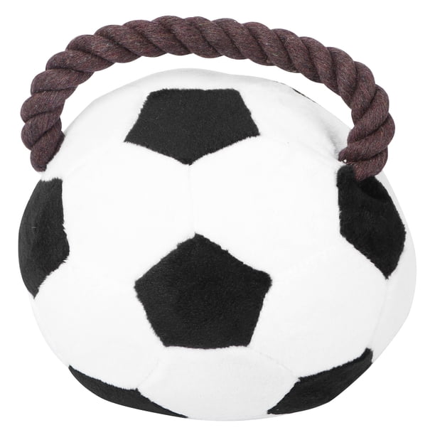 Juguetes de peluche de fútbol para mascotas, juguetes masticables para perros, cachorros y gatos (blanco y negro)