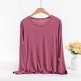 thumbnail image 2 of Plebaso Plus Size Womens Pajama Tops Long Sleeve Crew Neck Pajama Tee Loose Comfy Sleepwear T-Shirts, 2 of 6