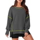 thumbnail image 2 of Sudadera Informal de Cuello Redondo para Mujer, de Larga, Holgada, , con Costuras en Contraste, para Otoño. Gris Oscuro XXL, 2 of 8